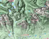 Mapa Tatr z zaznaczonymi szlakami, w tym **Gerlach szlak**. Widoczne szczyty, doliny, jeziora i schroniska.