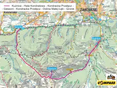 Mapa szlaków w Tatrach: Kuźnice, Giewont, Dolina Małej Łąki, Gronik. Idealna do planowania wędrówek.