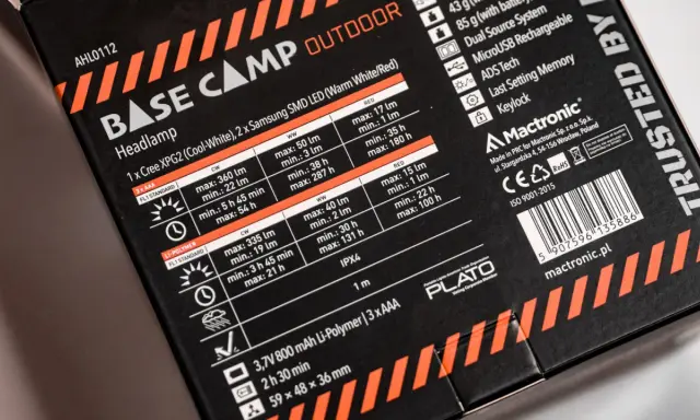 Czołówka dla dzieci Base Camp Outdoor z diodami Cree XPG2 i Samsung. Idealna na wyprawy, zasilana bateriami AAA lub Li-Polymer.