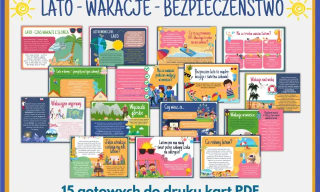 Lato - wakacje - bezpieczeństwo: 50 rzeczy do zrobienia w wakacje. Porady, atrakcje, zabawy i bezpieczeństwo.